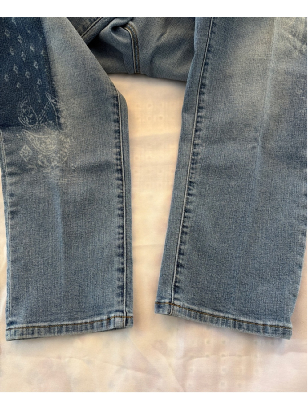 Women's Sonoma Blue Patchwork Girlfriend Jeans Size 14 Baggy Straight Leg - Picture 5 of 6